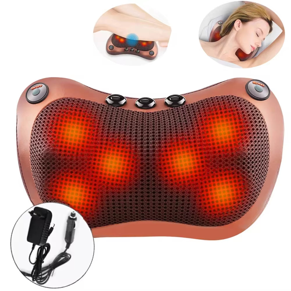 8 Head Electric Back Massager with Heat Deep Tissue Neck Massagepillow for Shoulder Foot Body Massage at Home Car