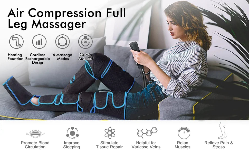 360° Leg Massager with Air Pressure Therapy for Enhanced Circulation and Muscle Relaxation