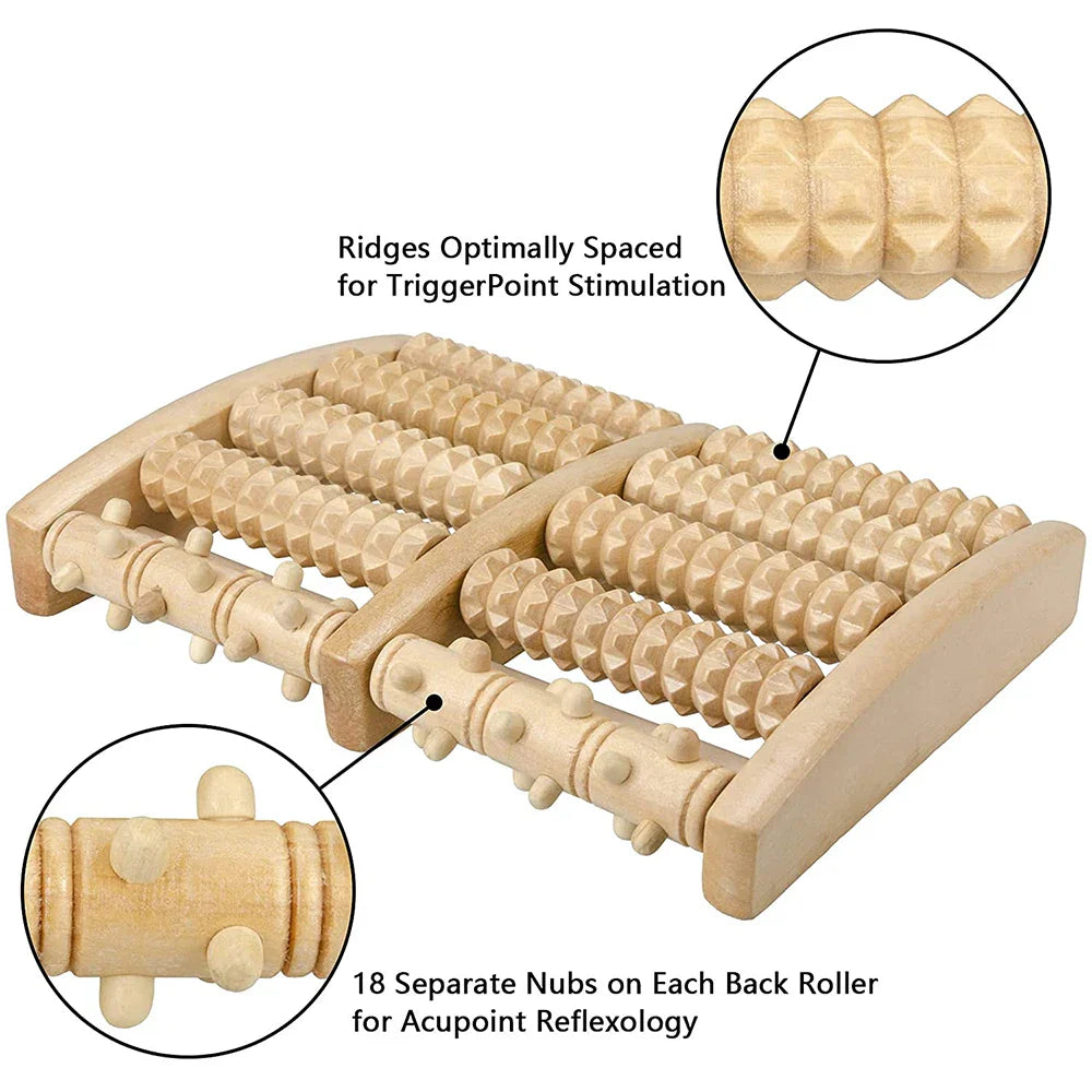 Wooden Foot Massage Roller for Reflexology and Muscle Relief - Natural Spa Gift for Pain Relief and Improved Circulation