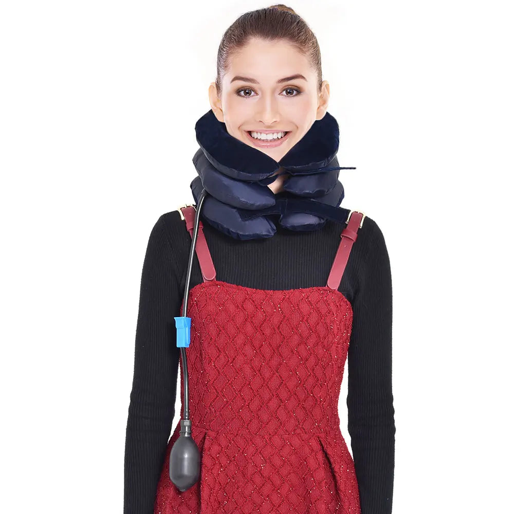 Inflatable 3-Layer Cervical Neck Traction Massager for Pain Relief and Support