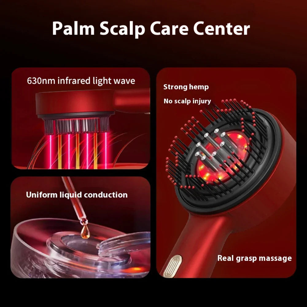 Revitalizing 3-in-1 Electric Scalp Massage Comb with Red Light Therapy and Oil Applicator