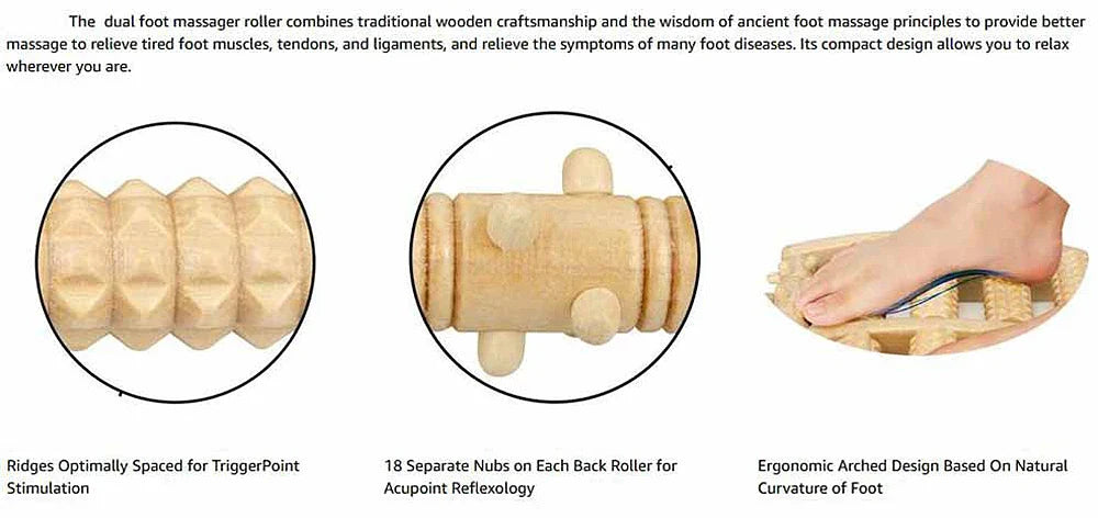 Wooden Foot Massage Roller for Reflexology and Muscle Relief - Natural Spa Gift for Pain Relief and Improved Circulation