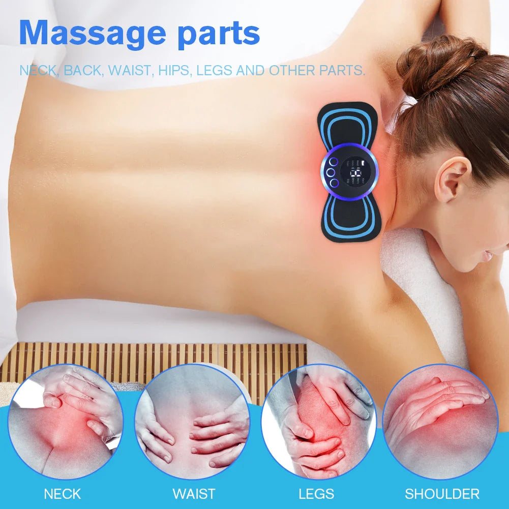 8-Mode EMS Neck Massager with LCD Display - Electric Pulse Cervical Pain Relief Patch & Muscle Stimulator