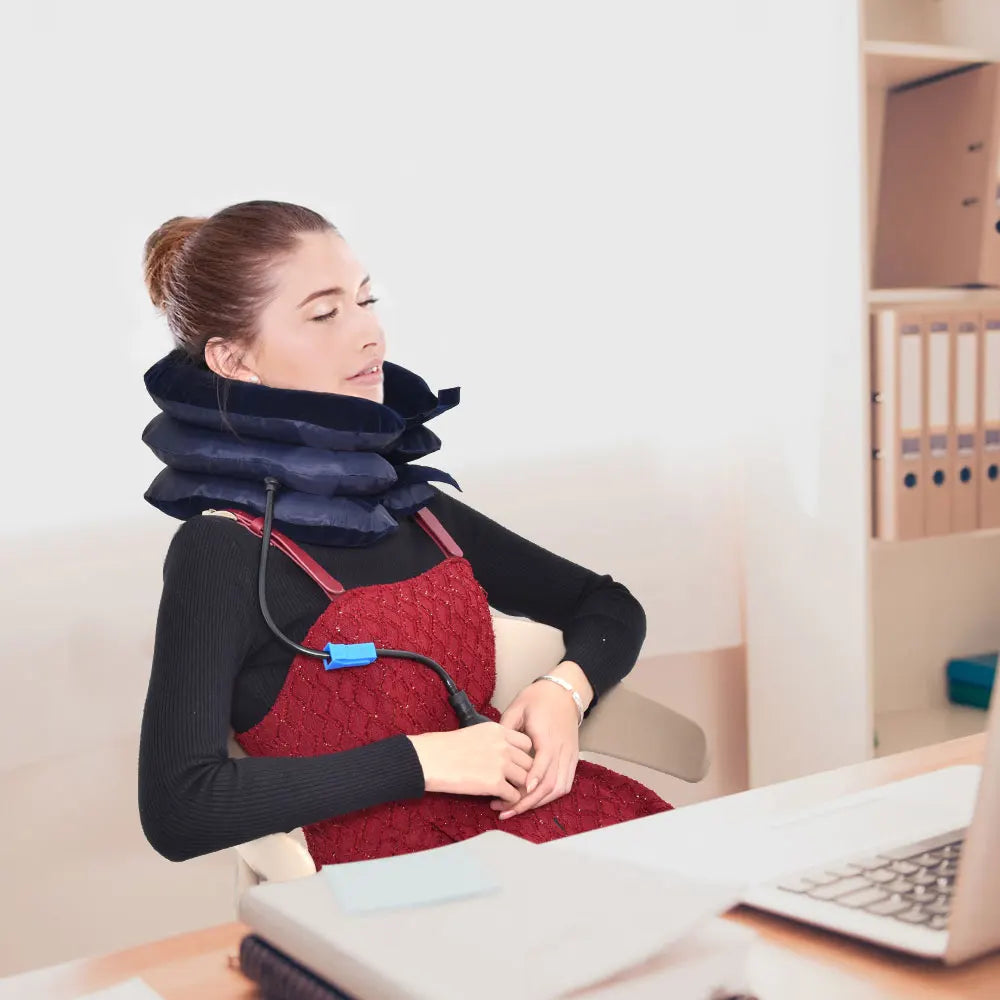 Inflatable 3-Layer Cervical Neck Traction Massager for Pain Relief and Support