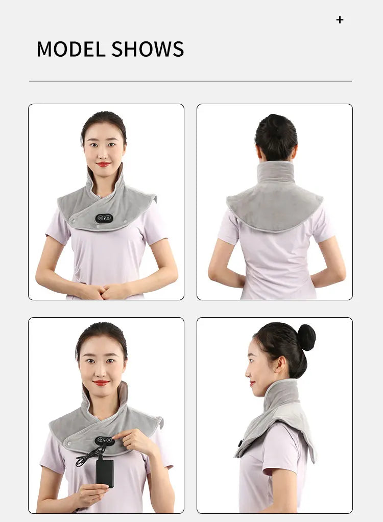 USB-Powered Electric Neck and Shoulder Heating Pad Massager with Adjustable Heat Levels for Pain Relief and Relaxation