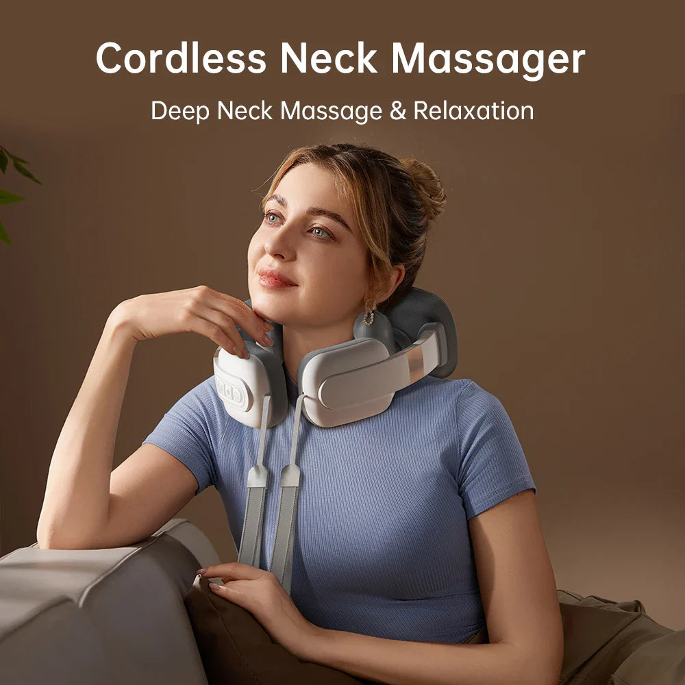 Portable Neck Massager with Heat and Voice Guidance, 3 Massage Modes, 1500mAh Battery-Grands Mobility