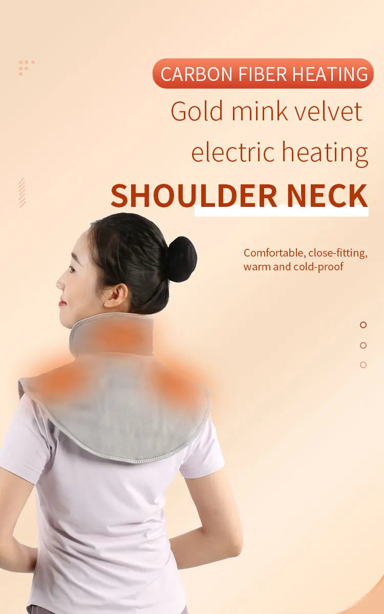 USB-Powered Electric Neck and Shoulder Heating Pad Massager with Adjustable Heat Levels for Pain Relief and Relaxation