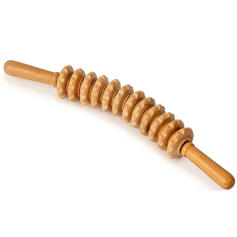 Wood Therapy Roller Gear Stick Massage Tool Cellulite Slimming Roller Massager Lymphatic Drainage Body Shaping Trigger Stick