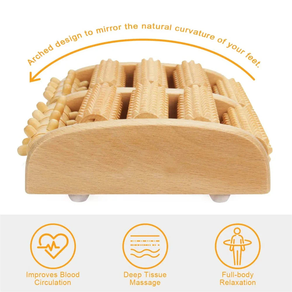 Wooden Foot Massage Roller for Reflexology and Muscle Relief - Natural Spa Gift for Pain Relief and Improved Circulation