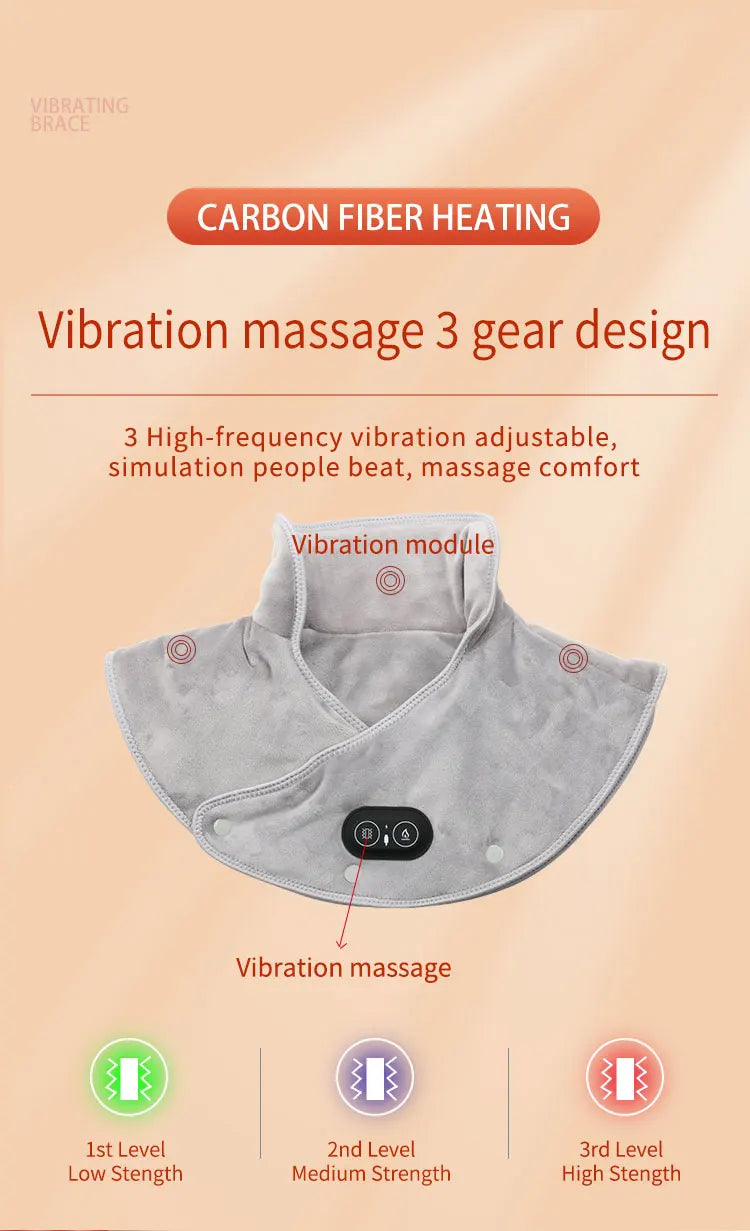 USB-Powered Electric Neck and Shoulder Heating Pad Massager with Adjustable Heat Levels for Pain Relief and Relaxation