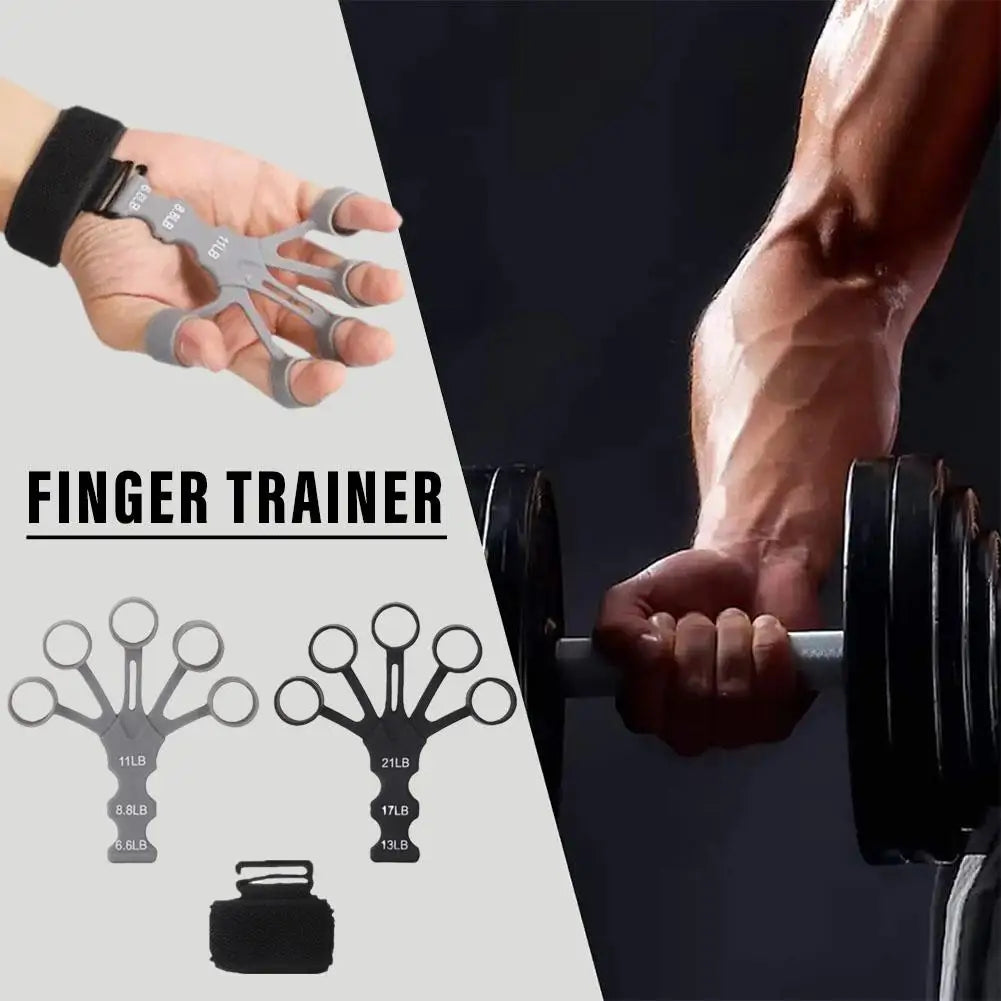 Hand Grip 5 Finger Exerciser Strength Trainning Power Forearm Rehabilitation Silicone Trainer Adjustable Strengthener For Wrist