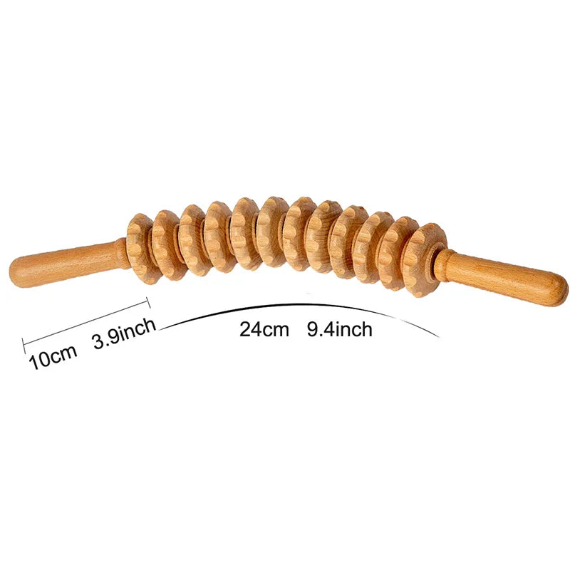 Wood Therapy Roller Gear Stick Massage Tool Cellulite Slimming Roller Massager Lymphatic Drainage Body Shaping Trigger Stick