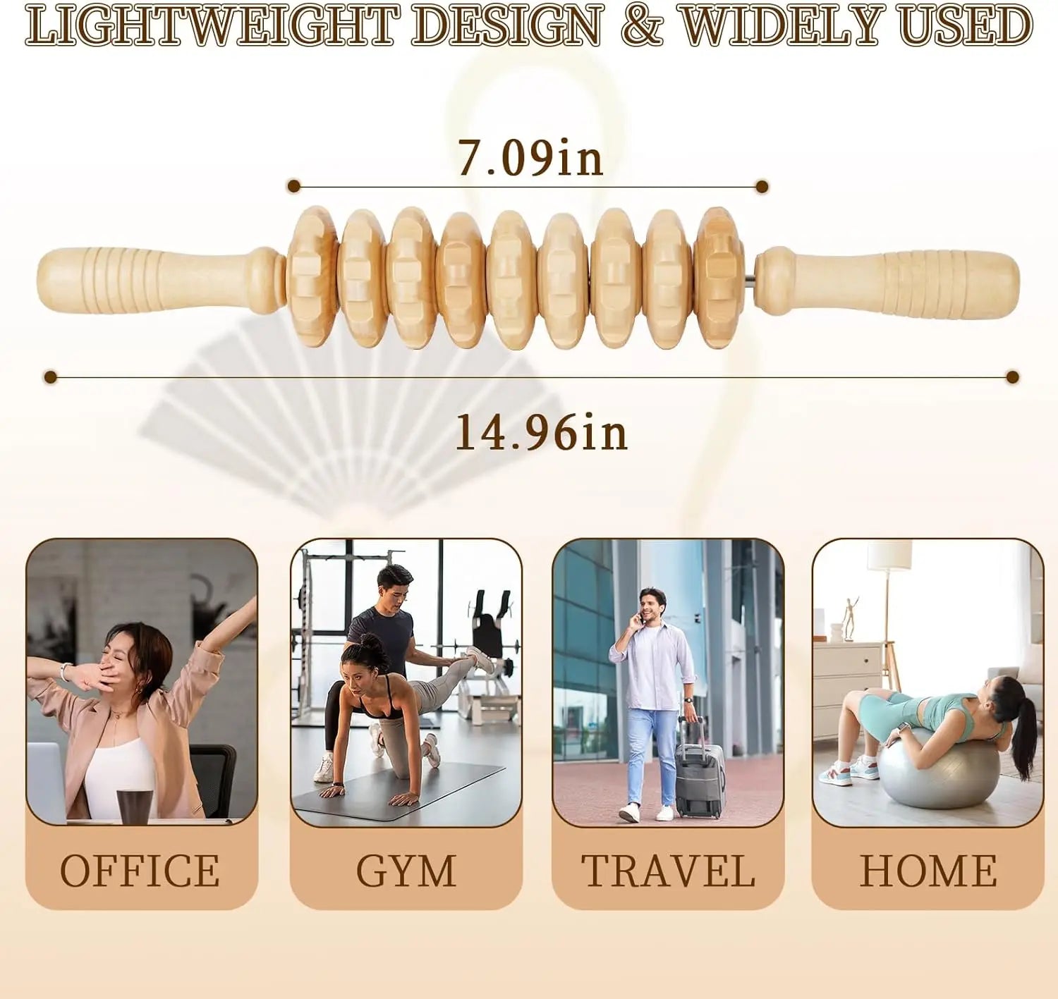 Wooden Massage Roller Manual Fascia Trigger Point Release Cellulite Sore Muscle Blasting Improve Blood Circulation Eliminate