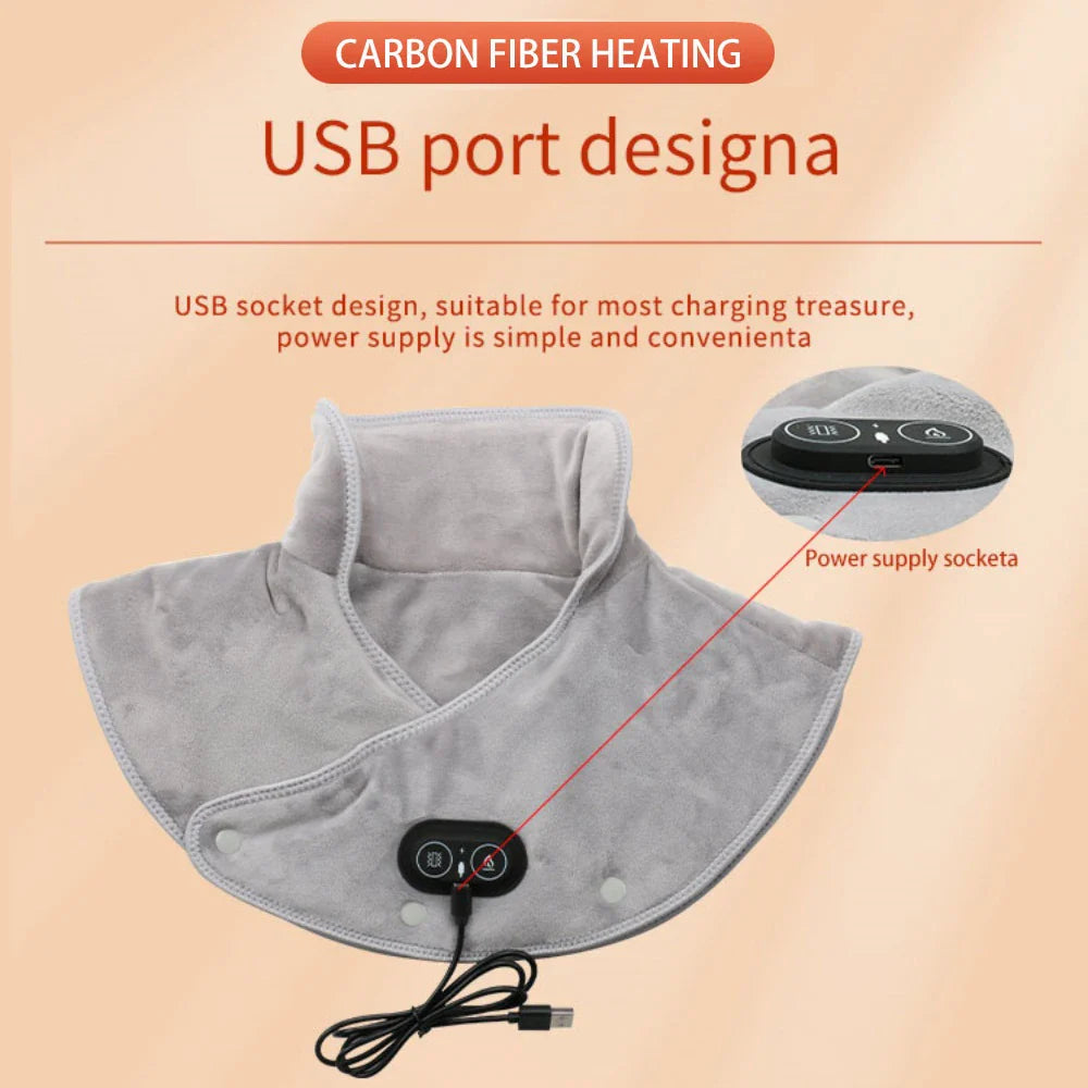 USB-Powered Electric Neck and Shoulder Heating Pad Massager with Adjustable Heat Levels for Pain Relief and Relaxation