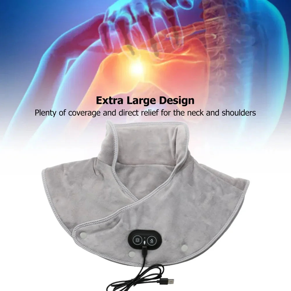 USB-Powered Electric Neck and Shoulder Heating Pad Massager with Adjustable Heat Levels for Pain Relief and Relaxation