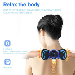 8-Mode EMS Neck Massager with LCD Display - Electric Pulse Cervical Pain Relief Patch & Muscle Stimulator