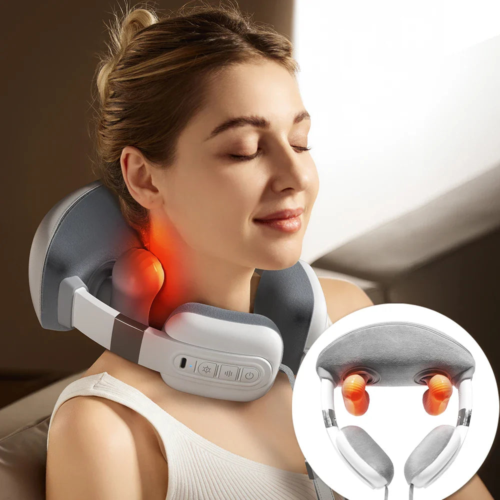 Portable Neck Massager with Heat and Voice Guidance, 3 Massage Modes, 1500mAh Battery-Grands Mobility