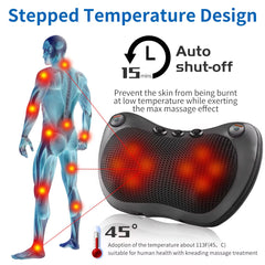 8 Head Electric Back Massager with Heat Deep Tissue Neck Massagepillow for Shoulder Foot Body Massage at Home Car